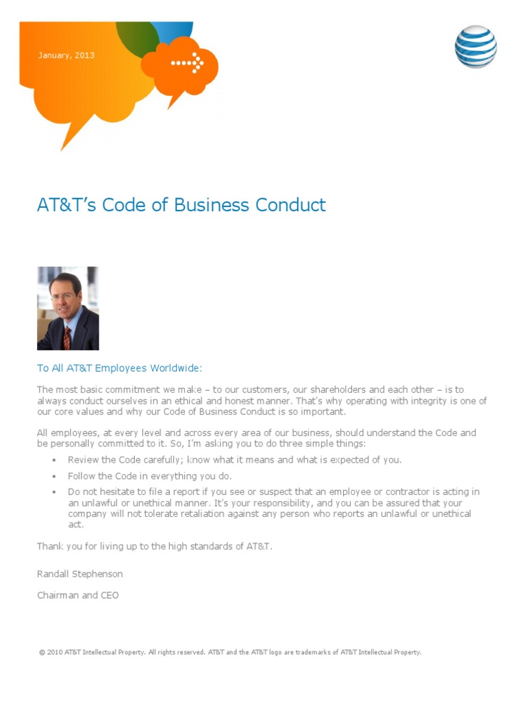 Att Code of Business Conduct | PDF | Insider Trading | Business Ethics
