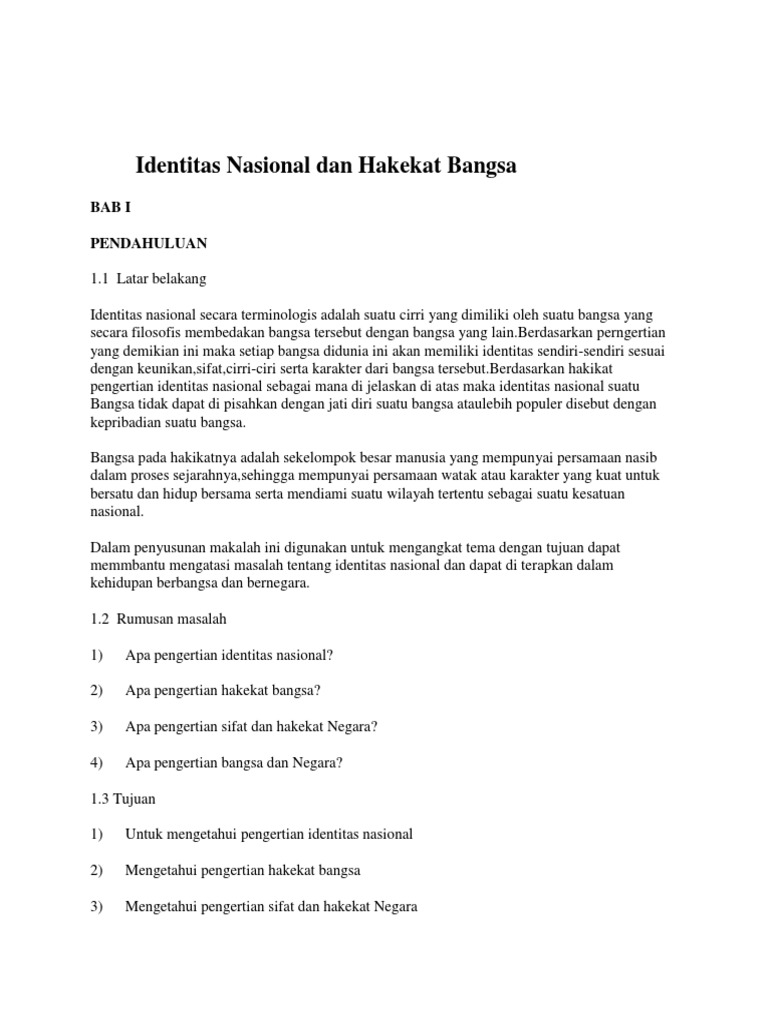 Identitas Nasional Dan Hakekat