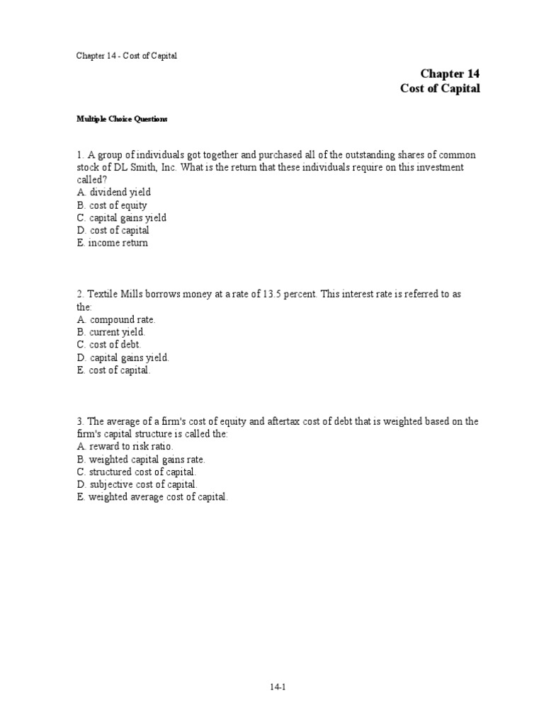 Chap 014 | PDF | Cost Of Capital | Dividend