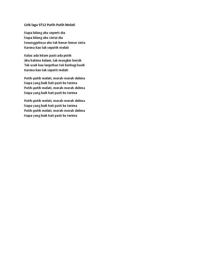 Lirik Lagu St12 Putih Song Recordings American Musicians