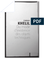 Farah Khelil Du Mode D Existence Des Objets Techiniques