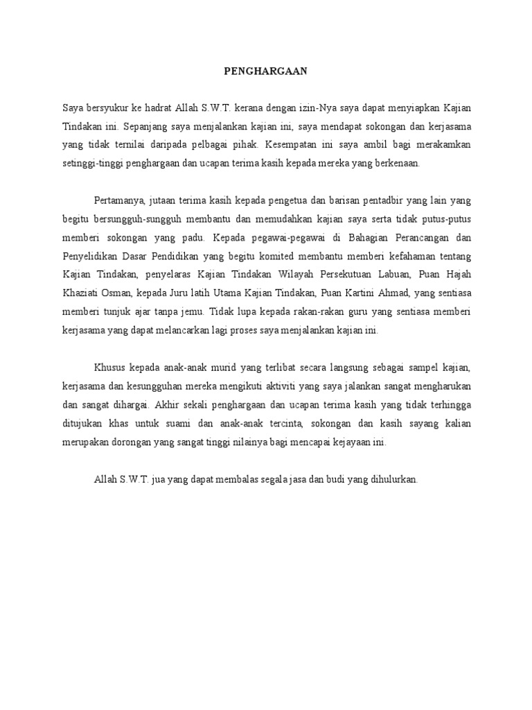 Contoh Penulisan Penghargaan Pdf