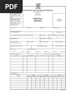 Personal history form (phf) en español