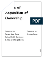 Modes of Acquisition of Ownership