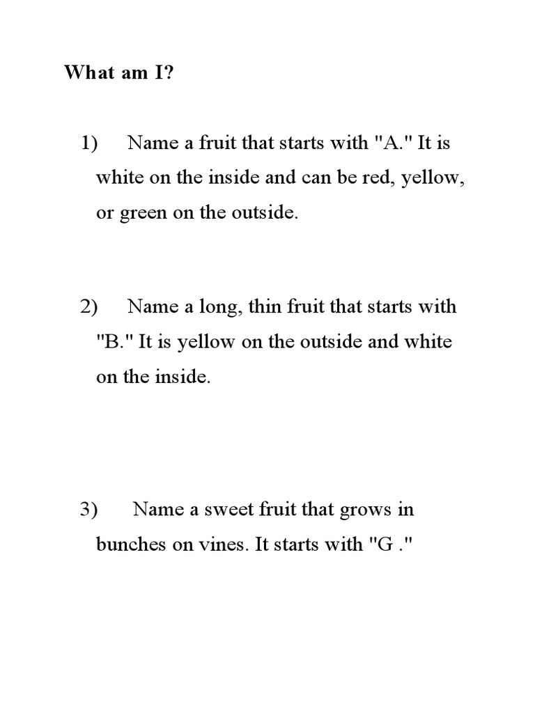 Fruits Riddles | PDF