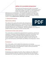 Characteristics/qualities of A Successful Entrepreneur: 1. Achievement Cluster Opportunity Seeking