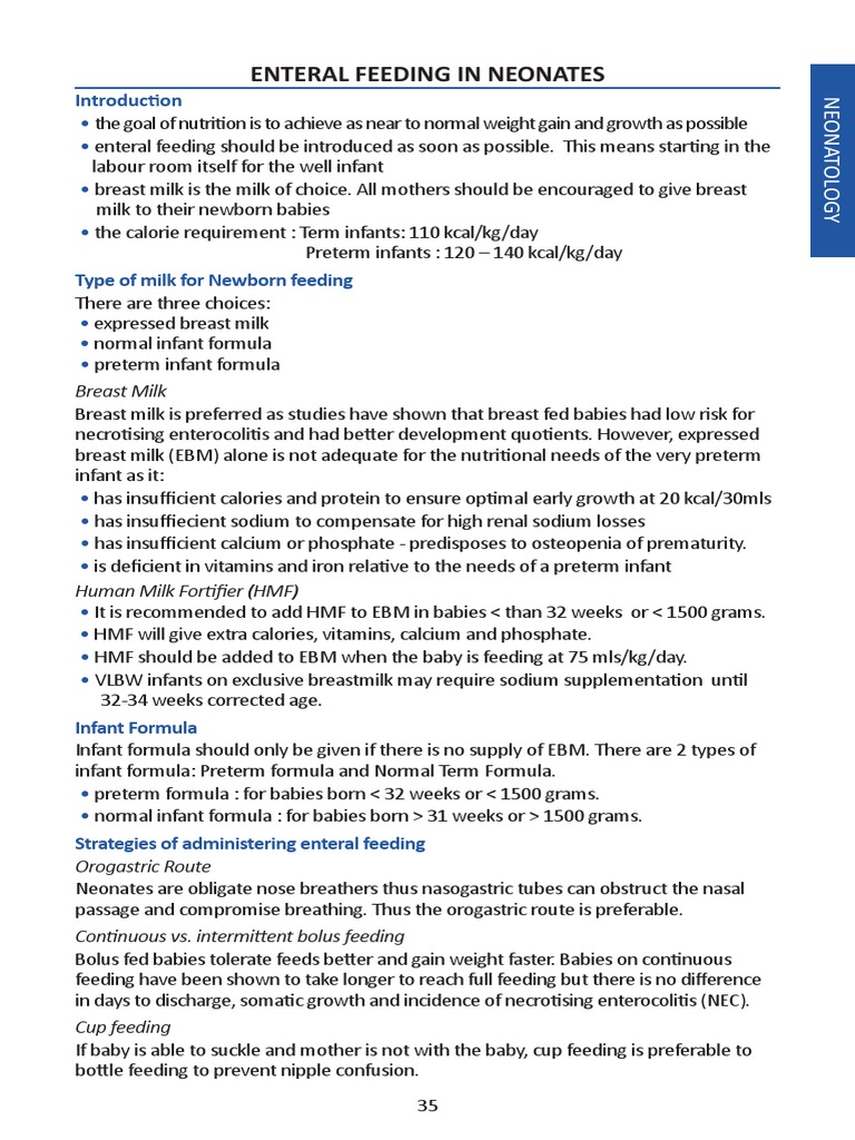 Neonatal Enteral Feeding Guidelines | PDF | Infants | Preterm Birth