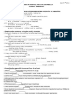 Clauses of Purpose, Reason and Result Student'S Handout