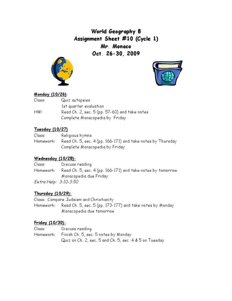 World Geography Assignment Sheet 10 | PDF