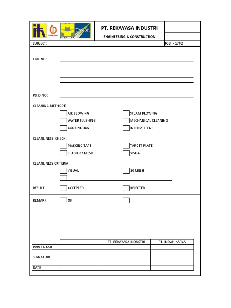 Cleaning Methods and Criteria Checklist | PDF