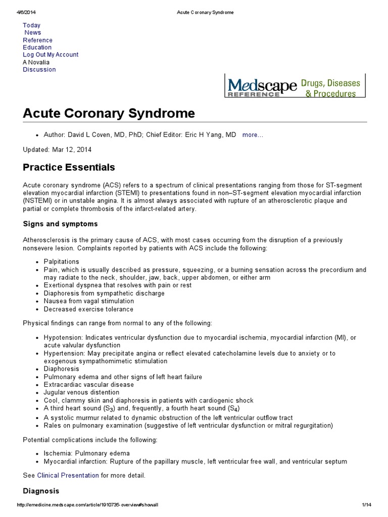 Acute Coronary Syndrome 4 | PDF | Myocardial Infarction | Angina Pectoris