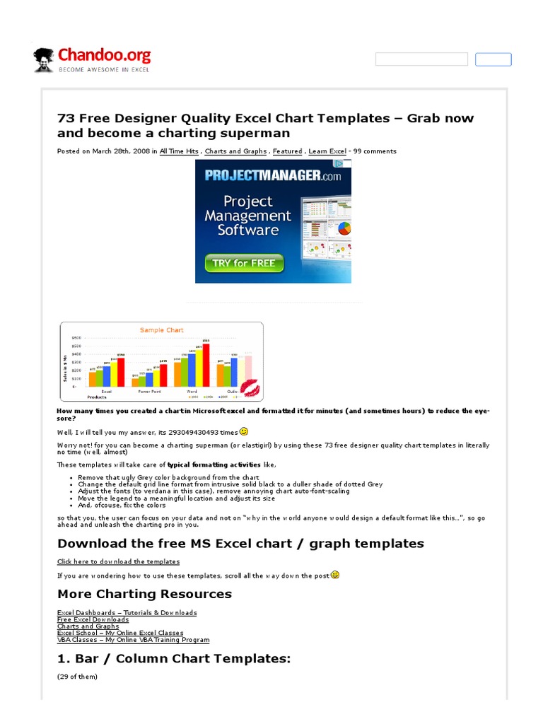 73 Free Excel Chart Templates Download | PDF | Microsoft Excel | Computing