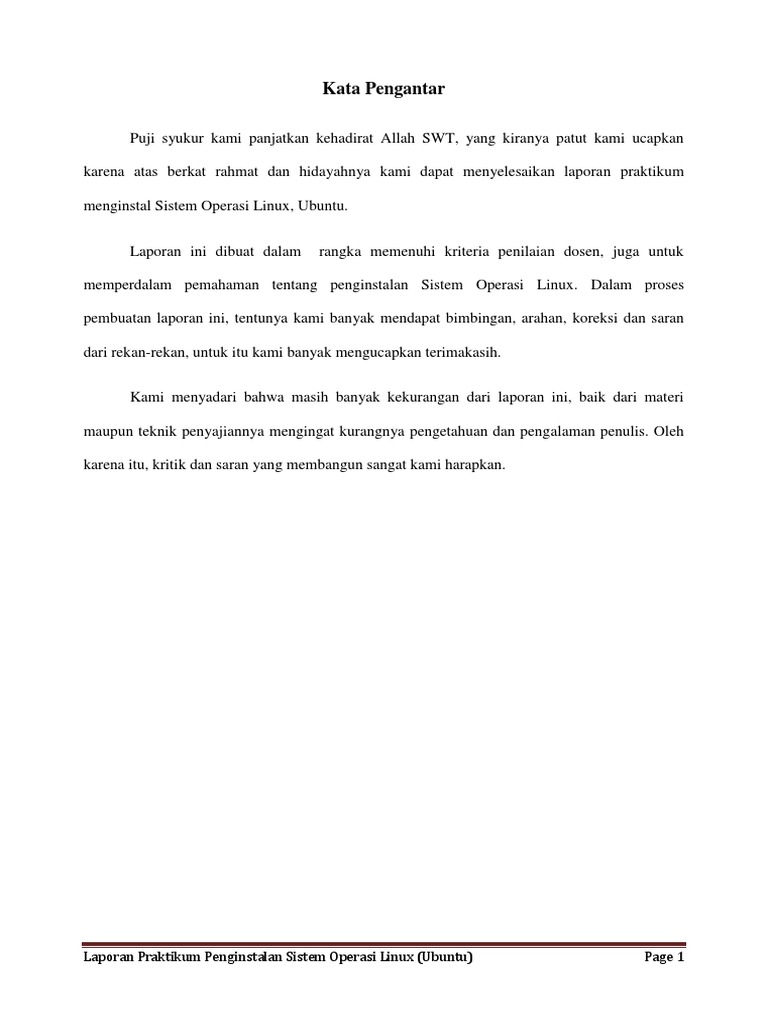 Laporan Praktikum Penginstalan Sistem Operasi Linux Ubuntu