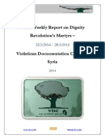 The Weekly Report On Dignity Revolution's Martyrs - Violations Documentation Center in Syria