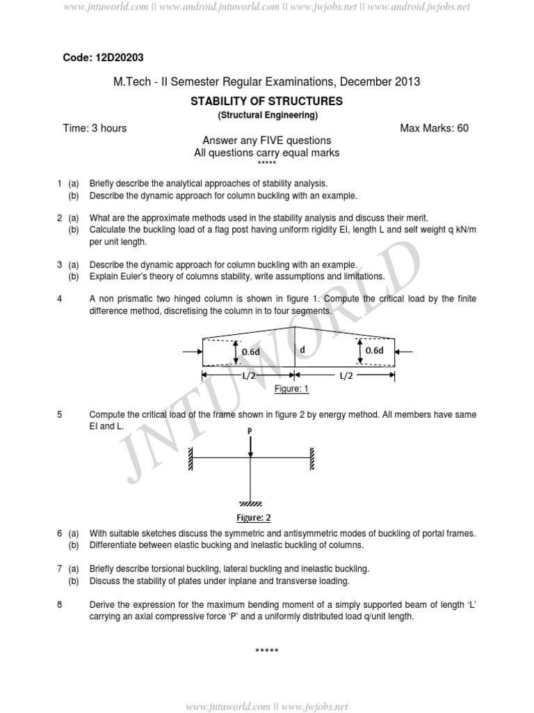 M.Tech Stability of Structures Exam Guide | PDF