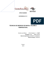 Técnicas de Medidas de Massa, Volume e Temperatura - Relatório