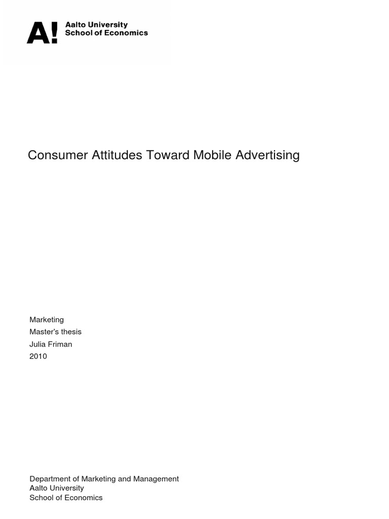 Consumer Attitudes Toward Mobile Advertising | PDF | Attitude ...