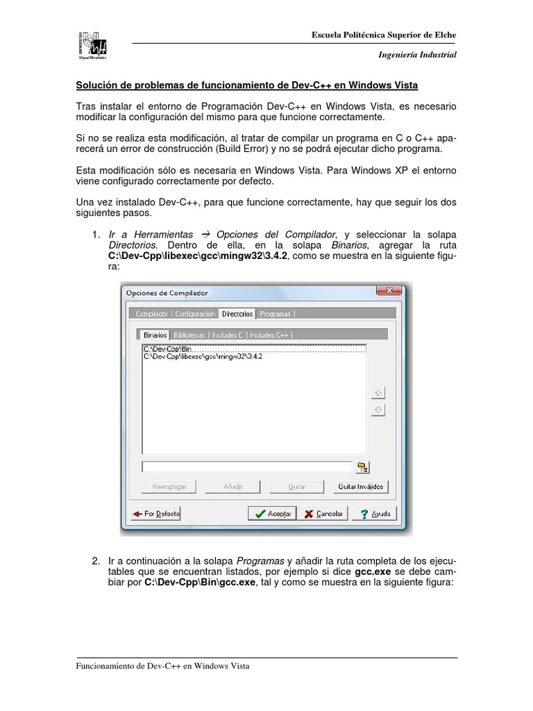 Configurar Dev-C++ en Windows Vista | PDF