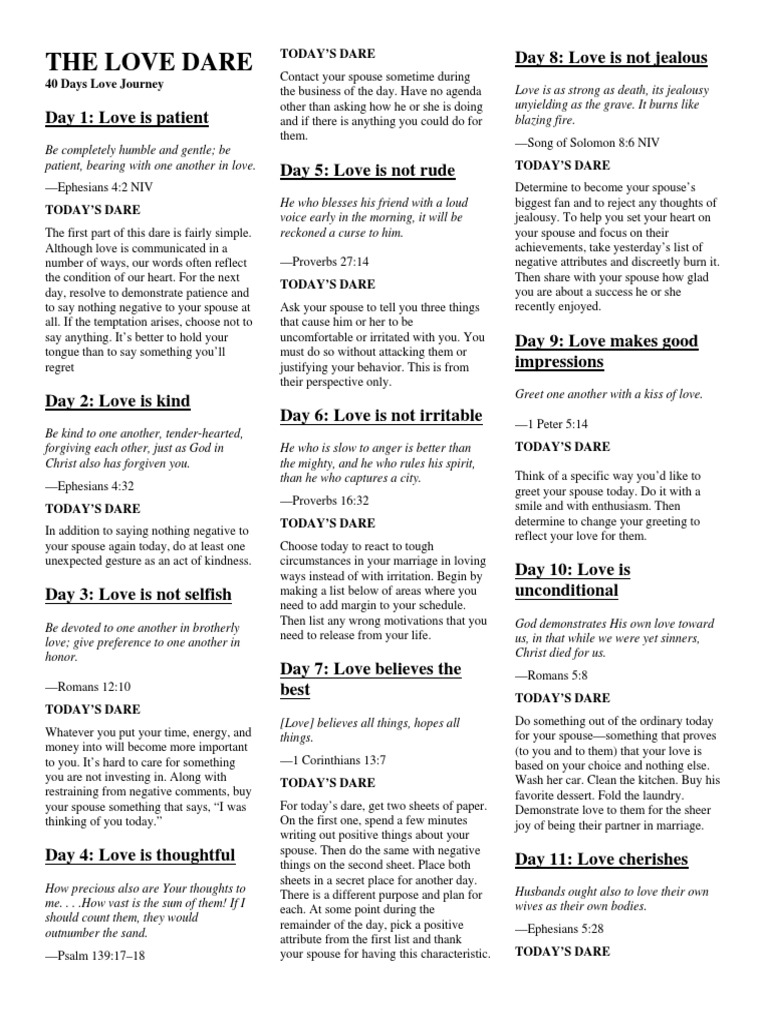 the love dare - fireproof your marriage | pdf