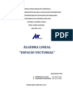 Espacio Vectorial Cuarto Trabajo de Algebra