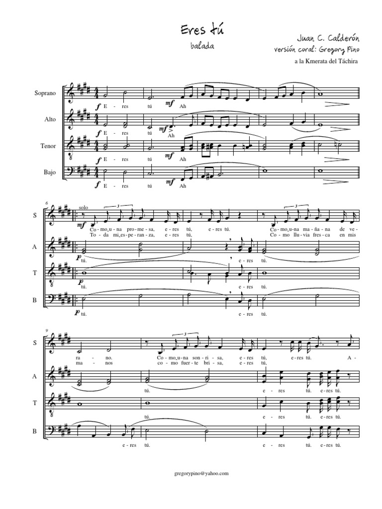 Partitura Eres Tu