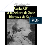 Marques de Sade - Carta 14. A La Señora de Sade