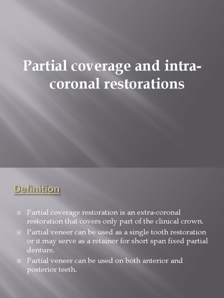 Partial Coverage Retainers PDF Human Tooth Mouth