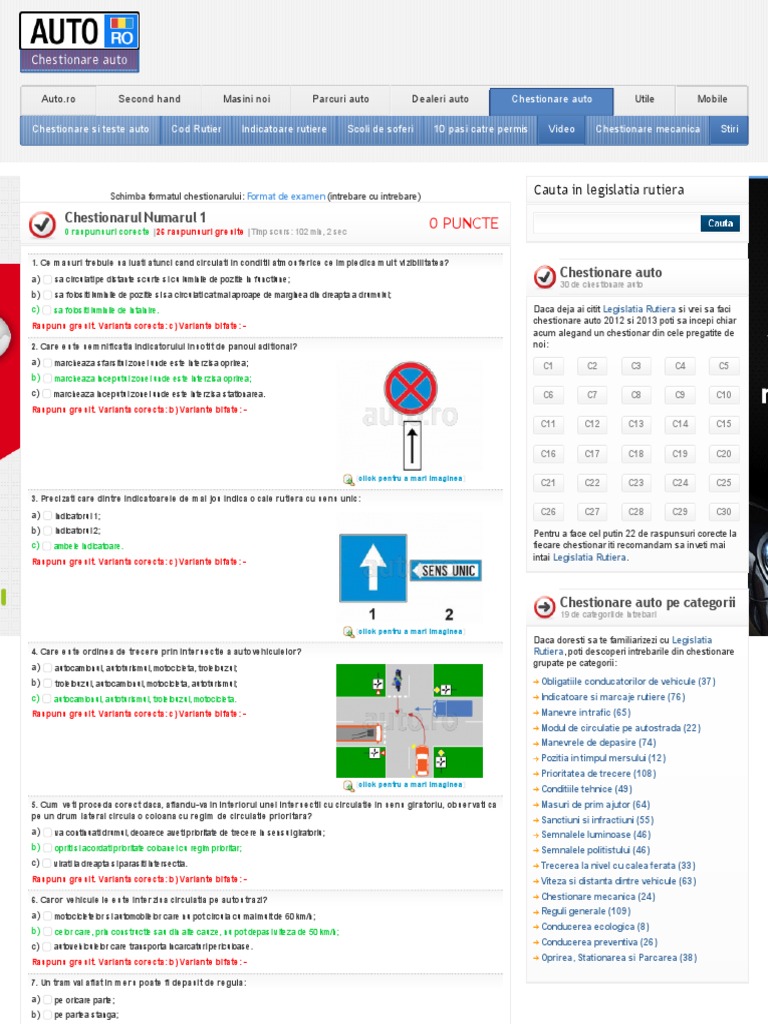 Chestionare Auto - Chestionarul NR | PDF