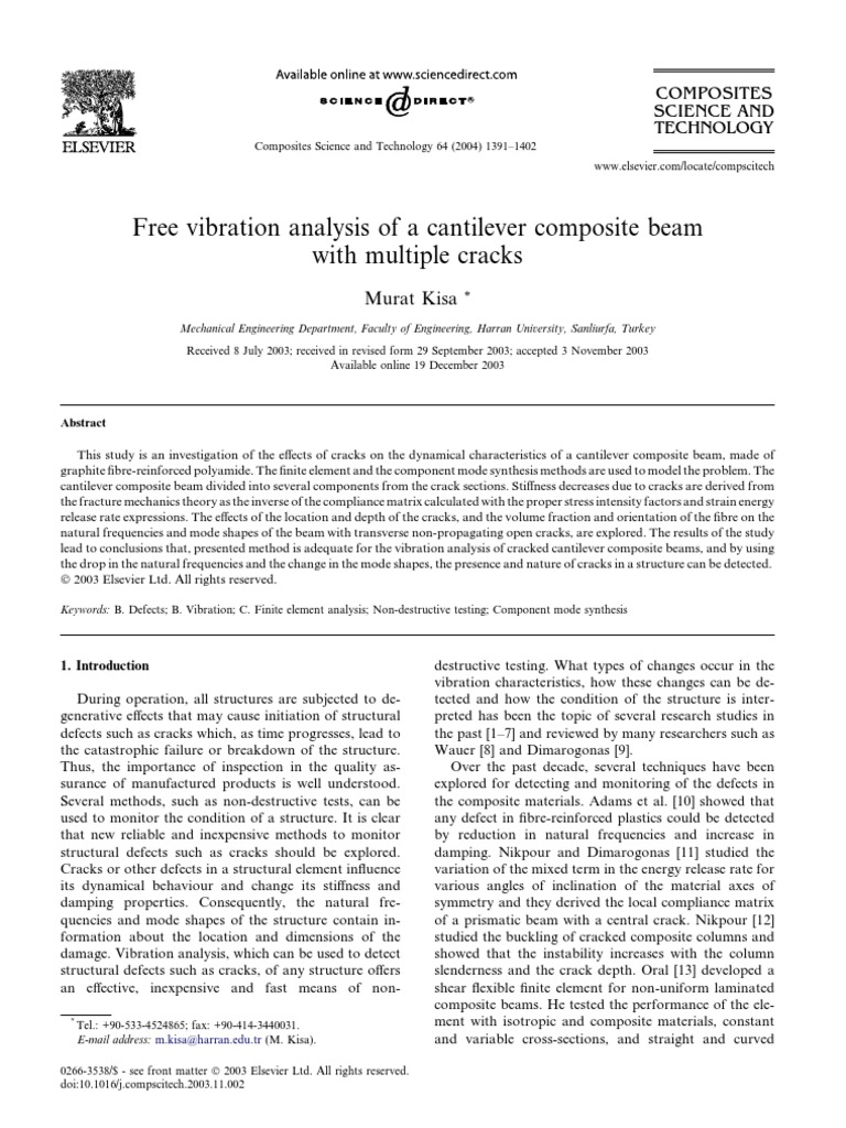 Free Vibration Analysis of A Cantilever Composite Beam | PDF