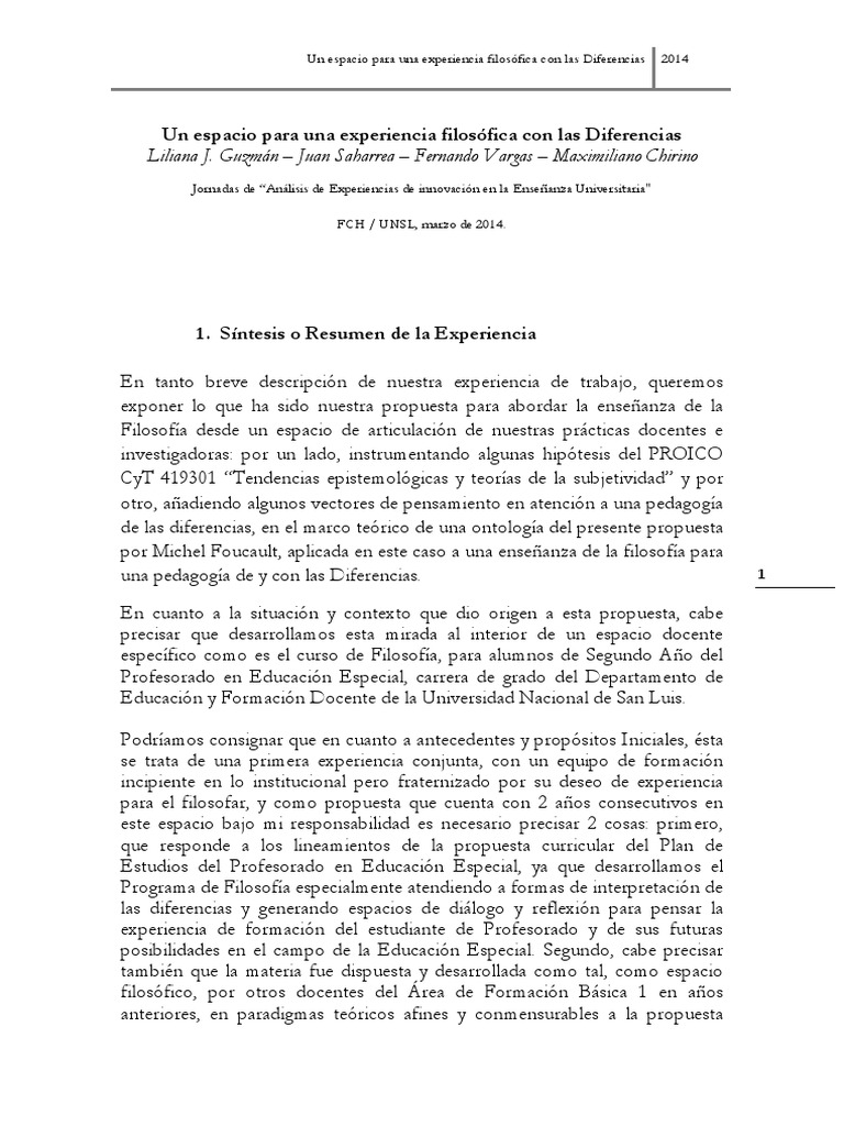 Espacio Filosofia para Pedagogia de Las Diferencias Guzman Saharrea ...