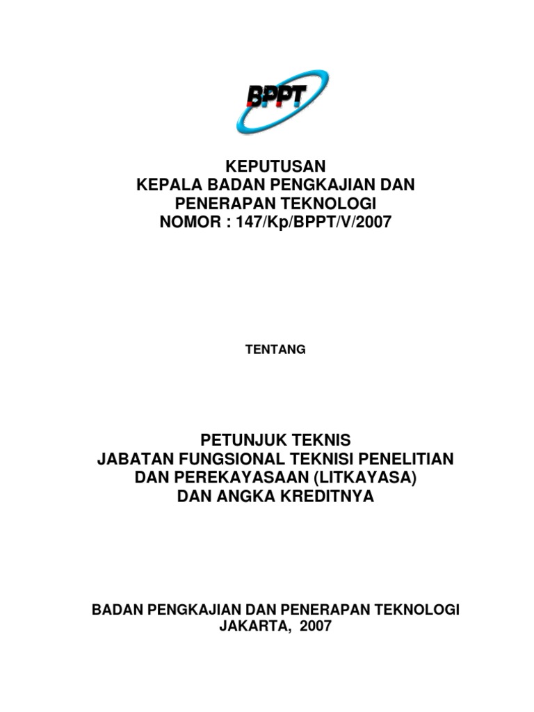 Juknis Jabatan Fungsional Teknisi Litkayasa