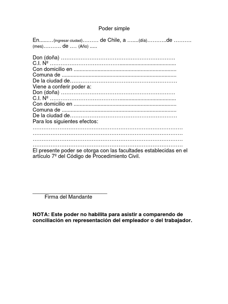 Como Hacer Un Poder Simple | PDF