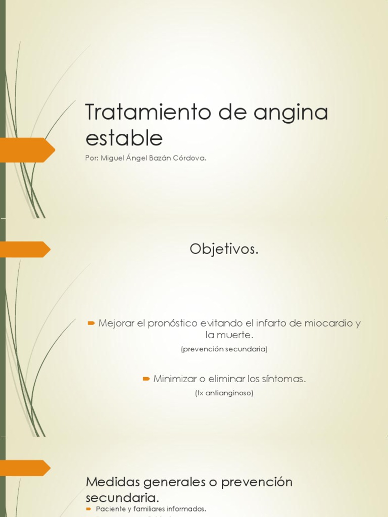 Tratamiento de Angina Estable Angina de pecho Aspirina
