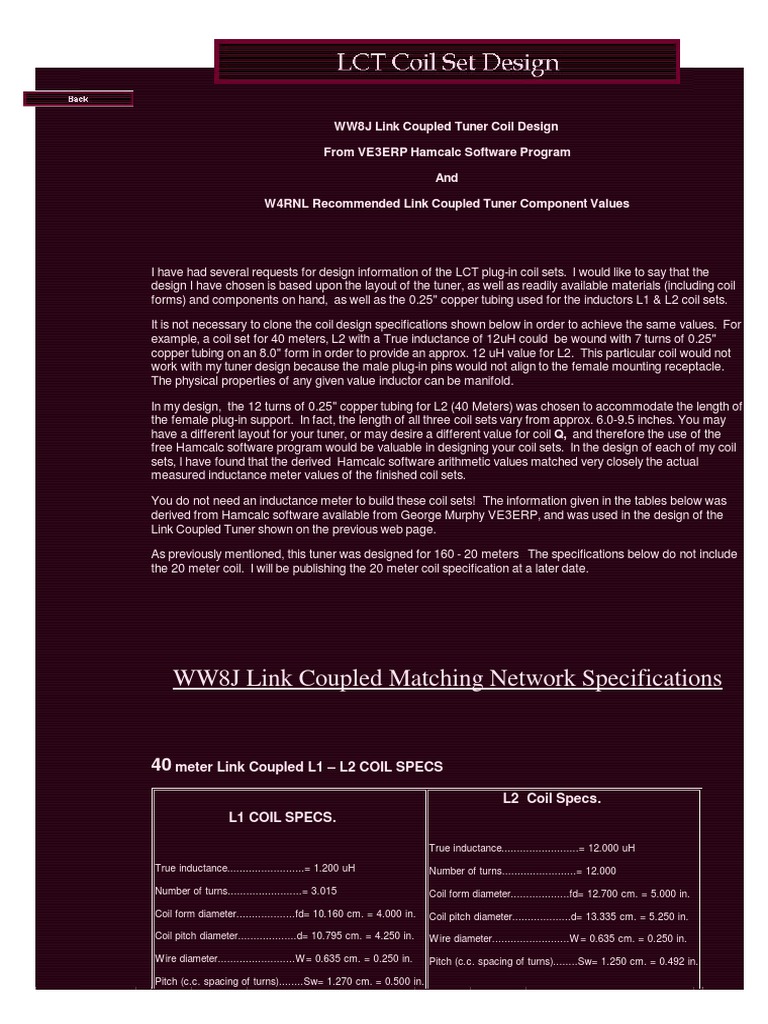LCT Coil Design PDF Inductor Inductance