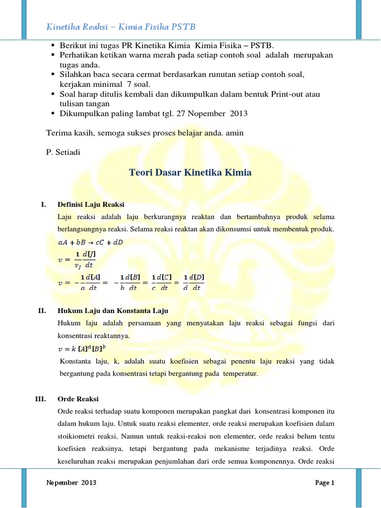 13 Kimia Fisika Kinetikakimia 13 Nop 2013