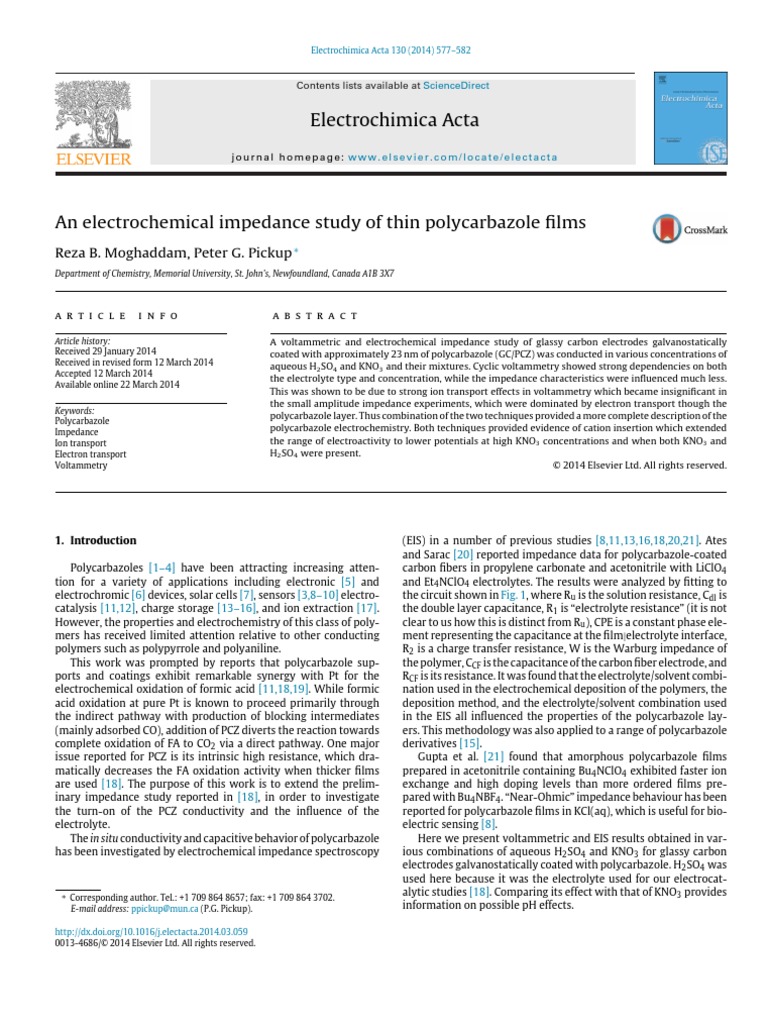 Impedance Electrochemistry Journal PDF Electrochemistry Capacitor