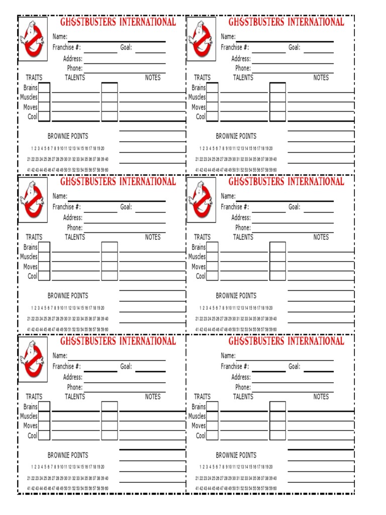 Ghostbusters ID Cards PDF