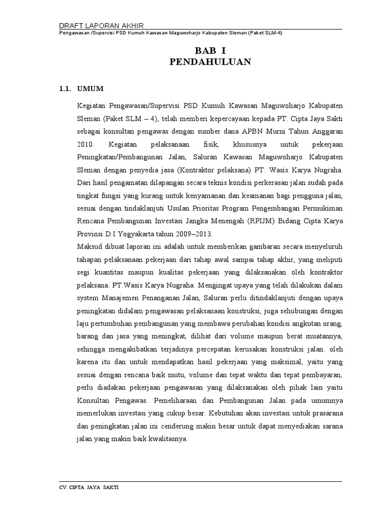 Laporan akhir pengawasan jalan