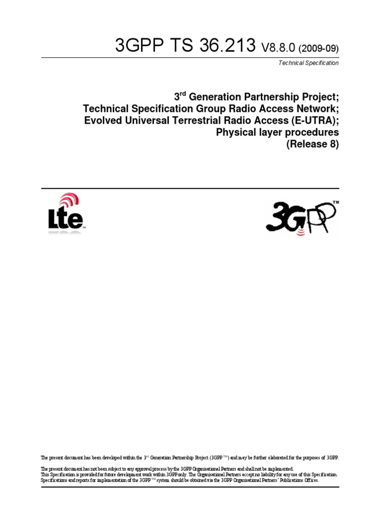 3GPP TS 36.213 | PDF | Mimo | Orthogonal Frequency Division Multiplexing