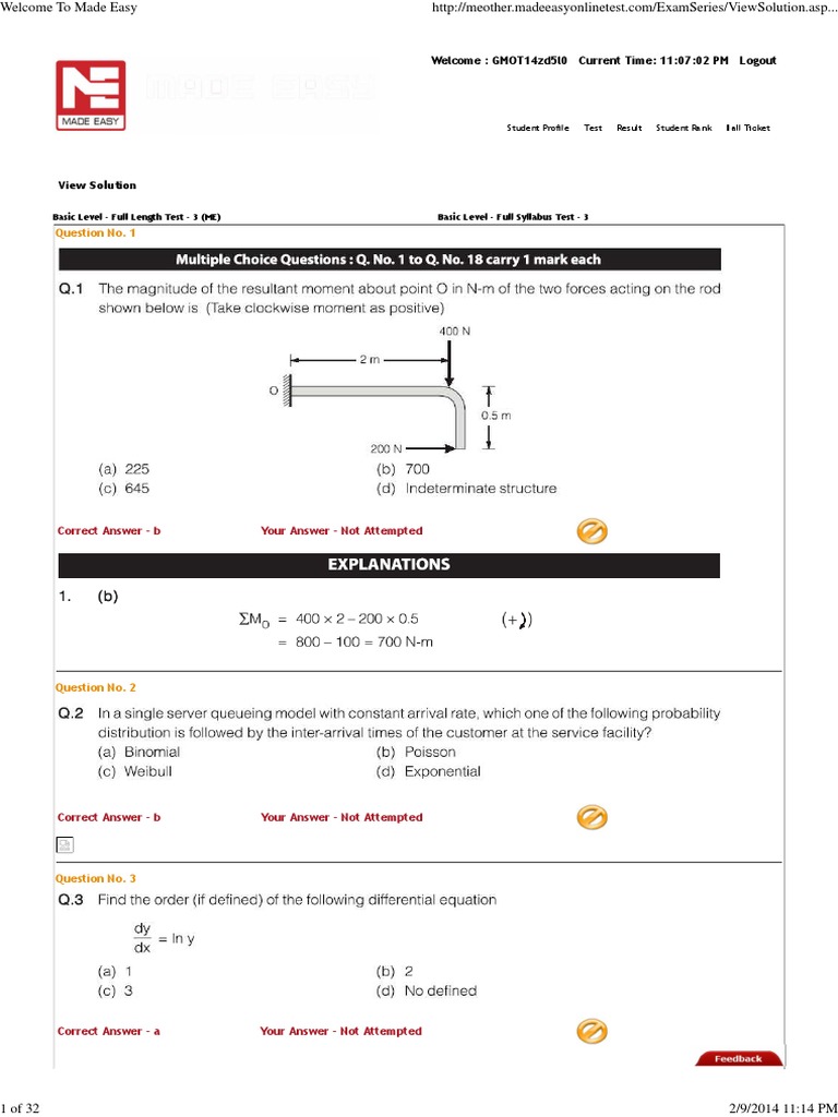 Basic Level - Full Length Test - 3 (ME) | PDF | Technology & Engineering