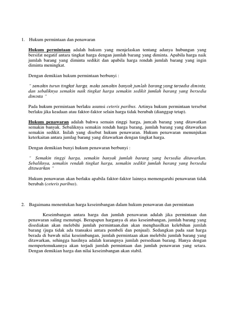 Hukum Permintaan Dan Penawaran