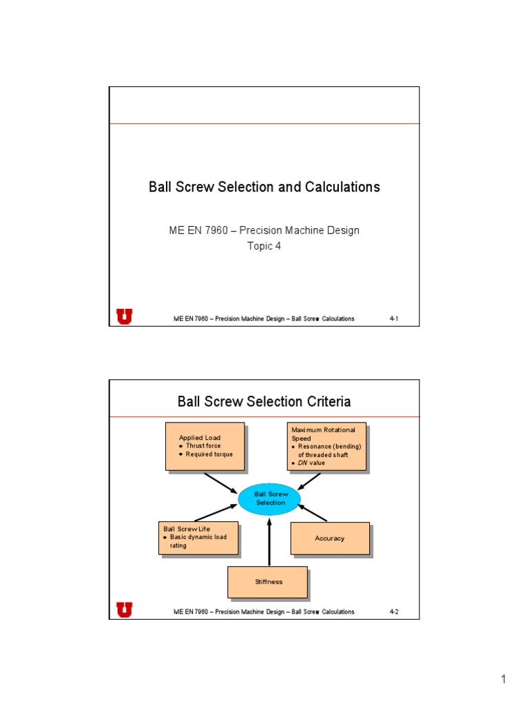 Ball Screw Design and Load Calculations | PDF