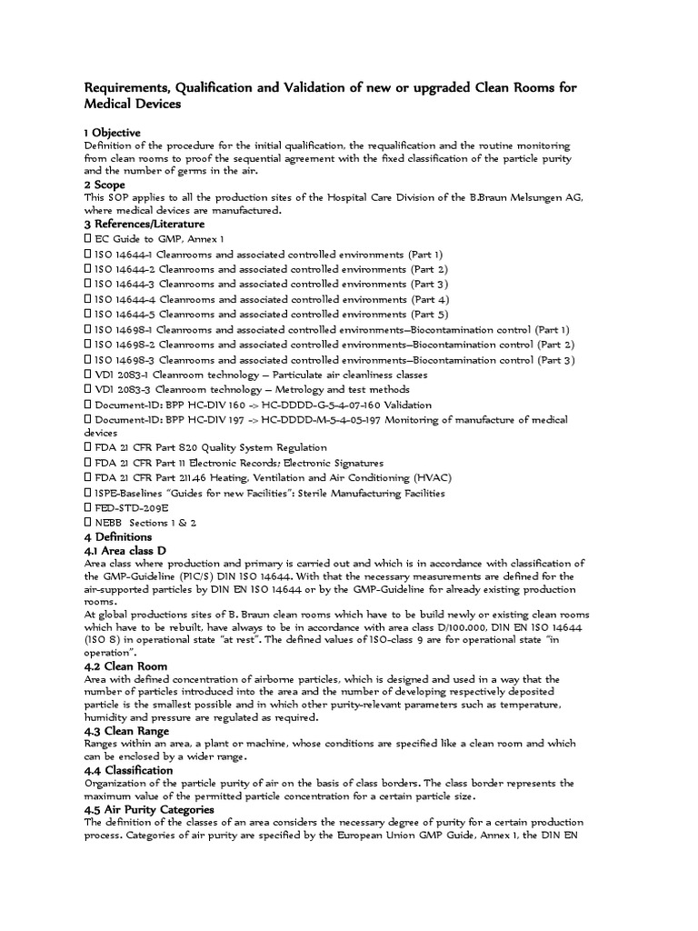 Clean Room Requirements for Medical Devices | PDF | Verification And ...