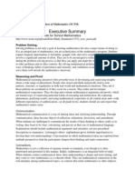 Executive Summary: Principles and Standards For School Mathematics