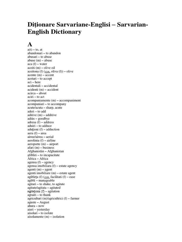 Diţionare SarvarianeEnglisi SarvarianEnglish Dictionary A PDF