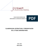 ELABORACION, ESTRUCTURA Y PRESENTACIÓN DE LA TESIS UNIVERSITARIA