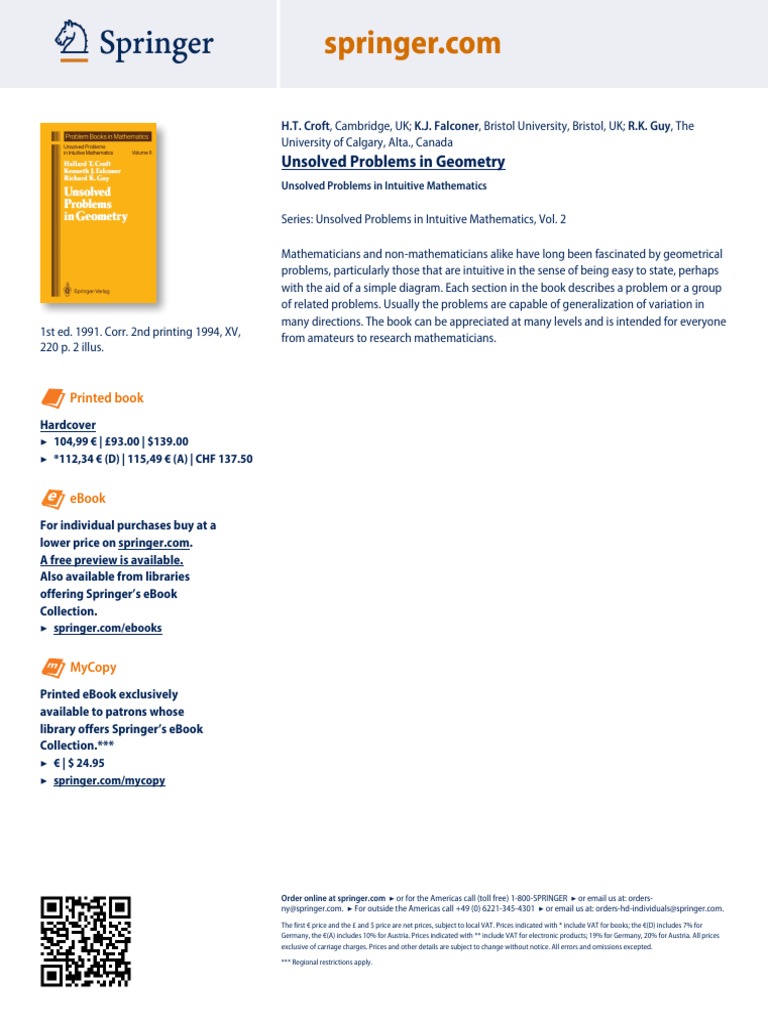 Unsolved Problems in Geometry | PDF | Teaching Methods & Materials ...