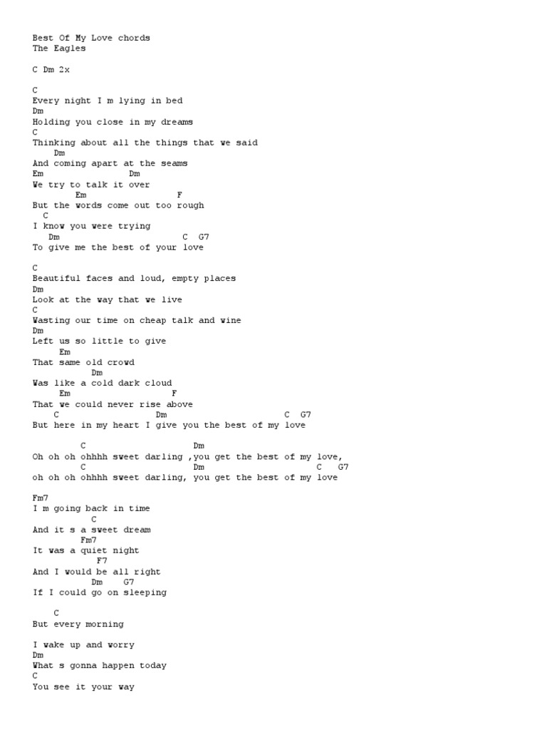 Best of My Love Chords PDF Song Structure Music Theory