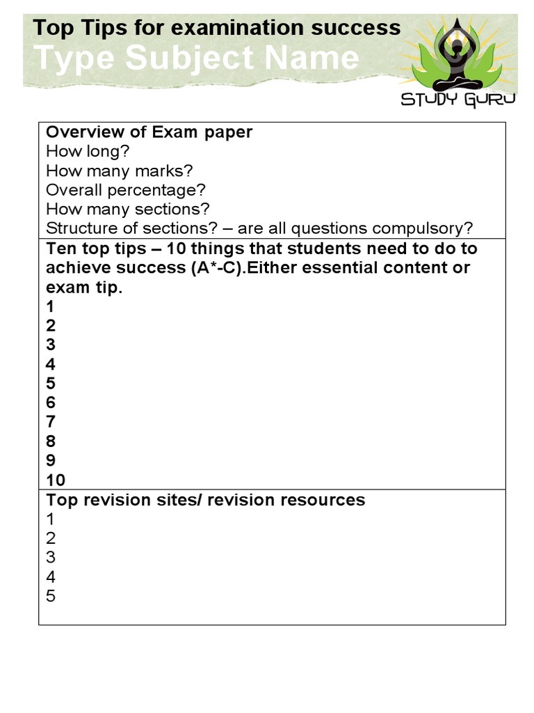 Exam Paper Overview and Success Tips | PDF