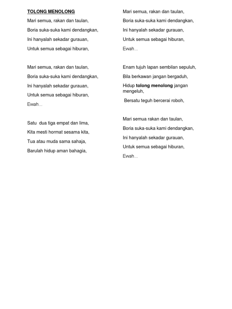 Lirik Lagu Tolong Menolong Pdf